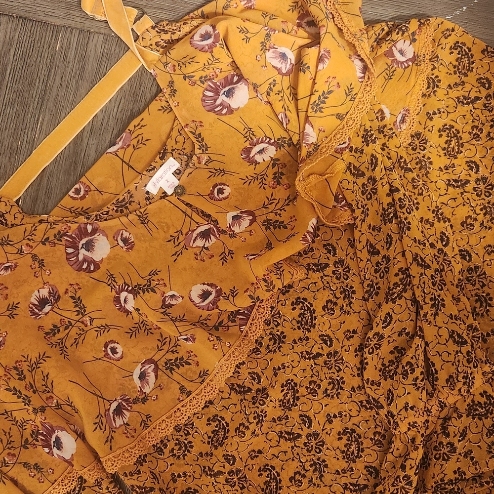 Xhilaration Yellow Ruffled Smocked Blouse